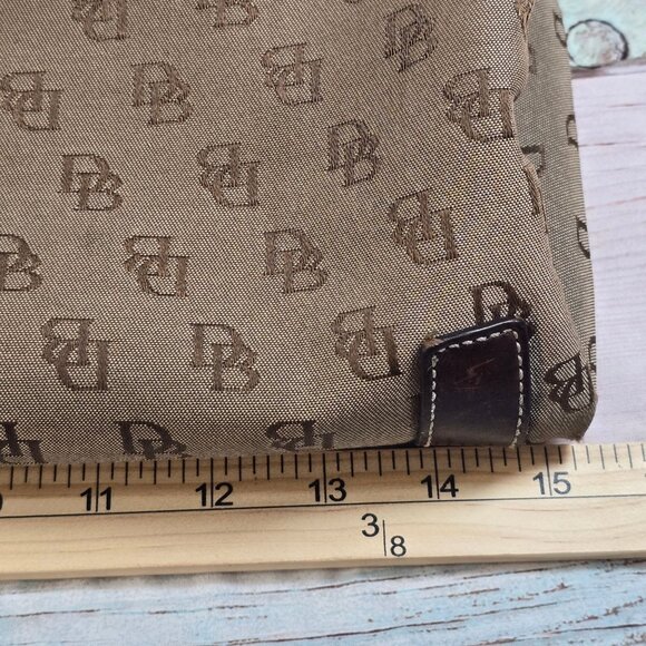 Dooney & Bourke Signature Monogram Tote Bag With Leather Trim Beige/Brown - Picture 11 of 14
